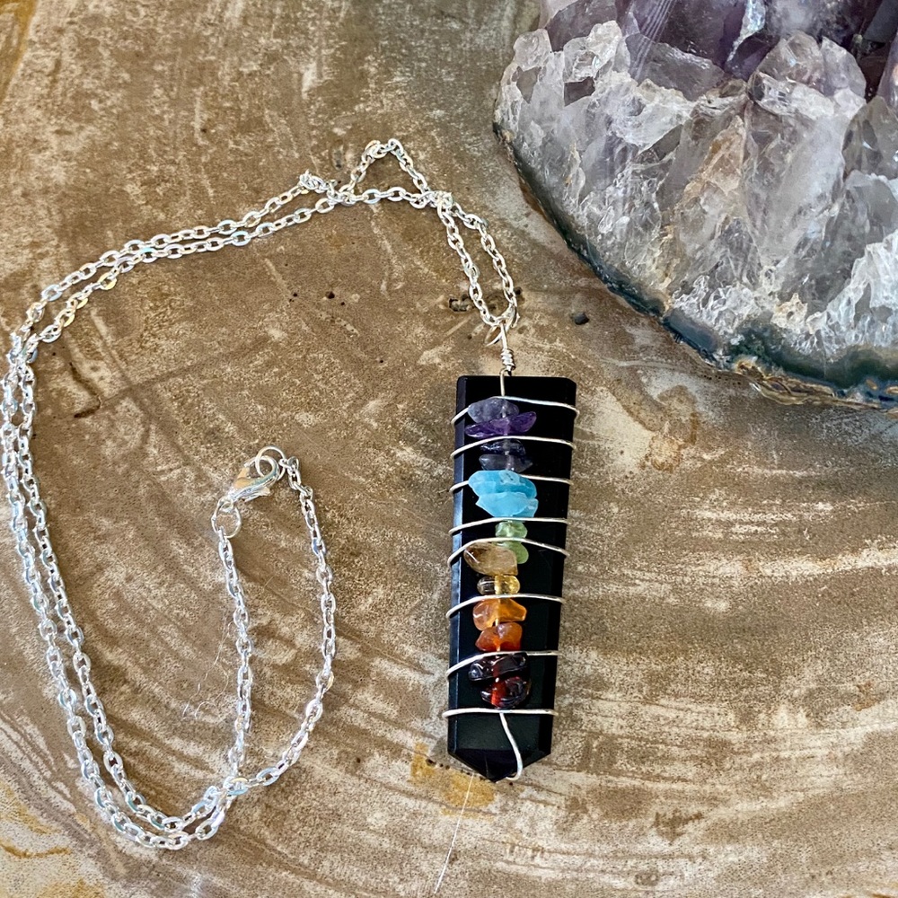 🚨LAST ONE🚨Wire Wrapped Onyx Chakra Necklace NWOT